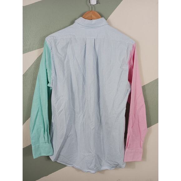 Vineyard Vine Mens Size M Button Up Pink and Green Sleeves Stripe Long Sleeves - Picture 9 of 10